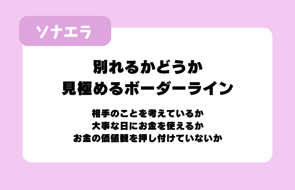 別れるかどうか見極めるボーダーライン：相手のことを考えているか、大事な日にお金を使えるか、お金の価値観を押し付けていないか