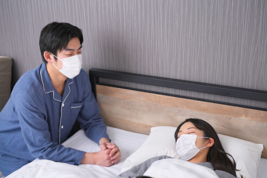 熱を出した彼女とそばにいる彼氏