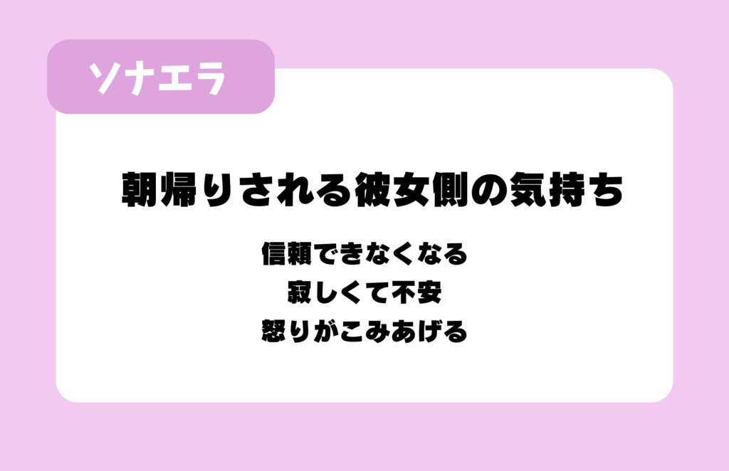 朝帰りされる彼女側の気持ち：信頼できなくなる、寂しくて不安、怒りがこみあげる